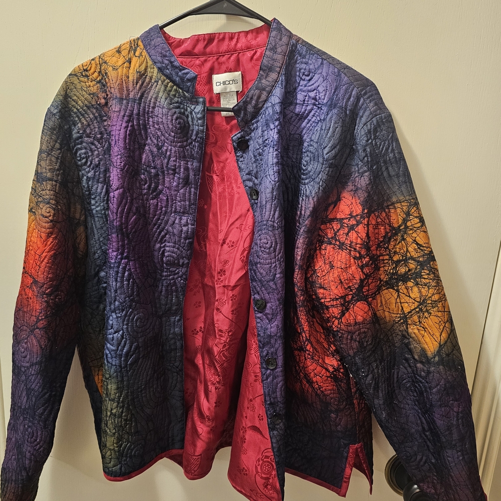 Chico's Vibrant Quilted Bomber Jacket